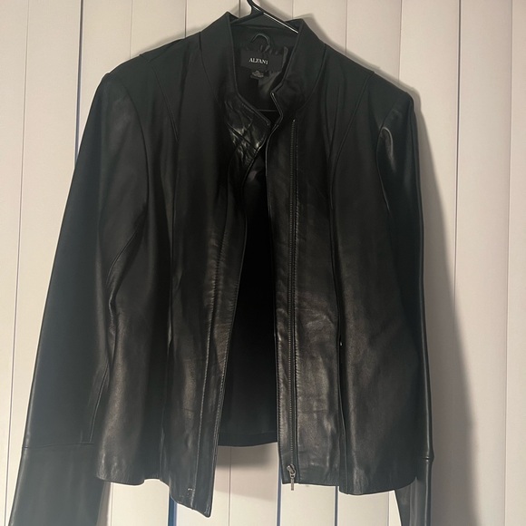 XL ALFANI Black Leather Coat - Picture 1 of 7